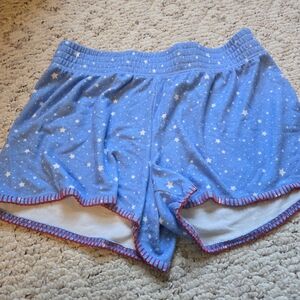 P.J. Salvage Light Blue Star-Print Lounge Shorts with Red Trim
